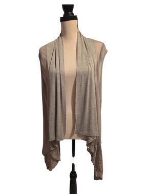 La Vanya Open Front Cardigan with Lace Trim